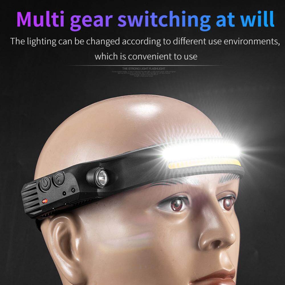 Type C Charging Head Flashlight 330LM Headlight Gesture Control Camping Searchlight LED Camping Lamp for Outdoor Camping