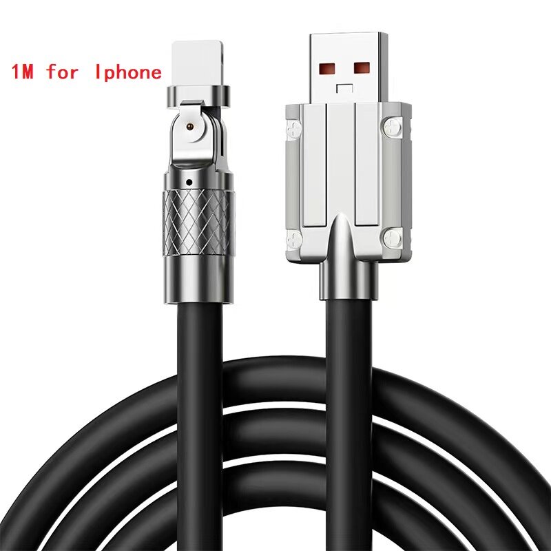 ECILY 180° Rotatable Charging Cable 120W Super Fast Charging for Huawei Apple Xiaomi Android Phone Charging Cable Elbow Cable for Game