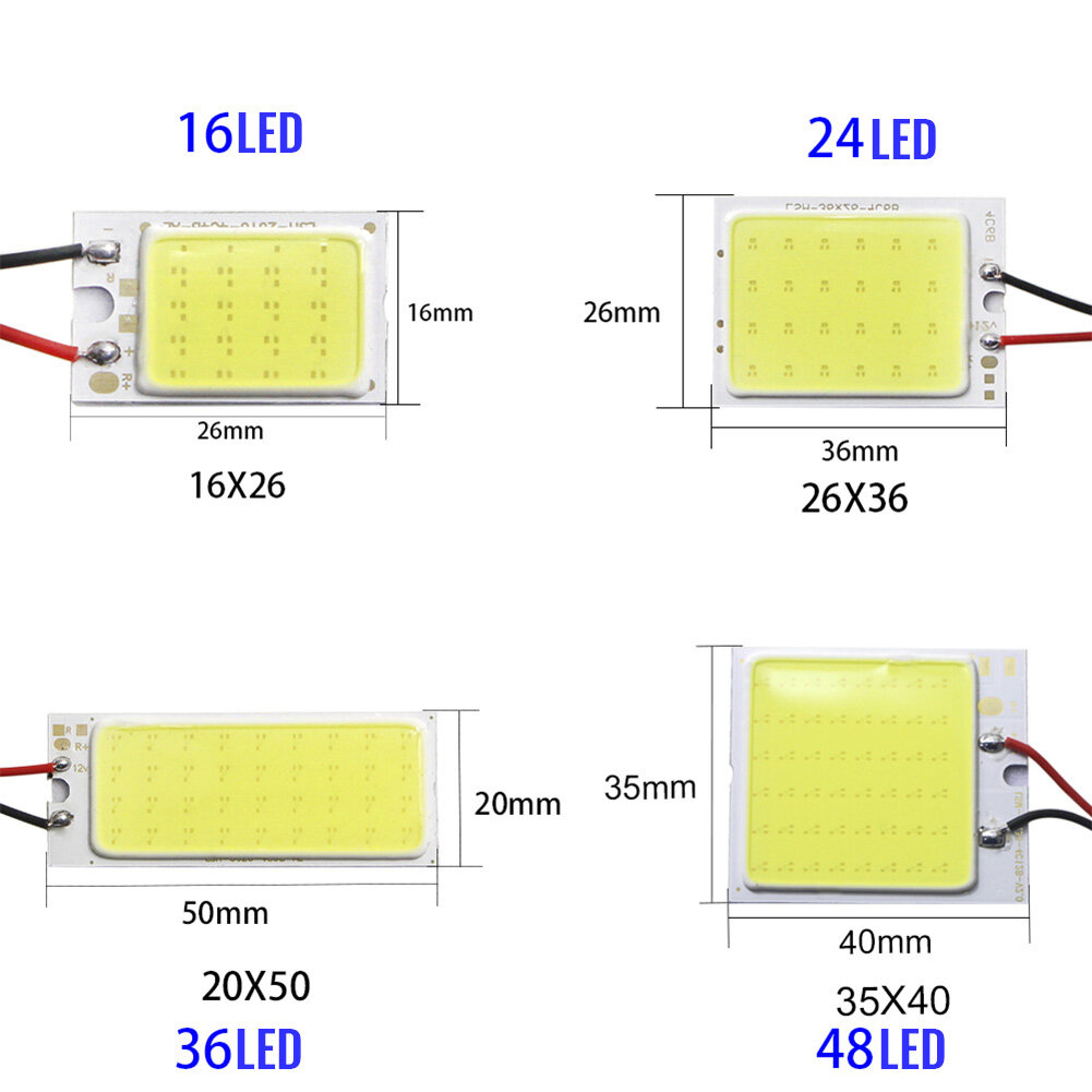 12V 48smd Bảng điều khiển LED COB xe nội thất ô tô đèn đọc sách báo Đèn bóng Dome với T10 Adapter Festoon cơ sở
