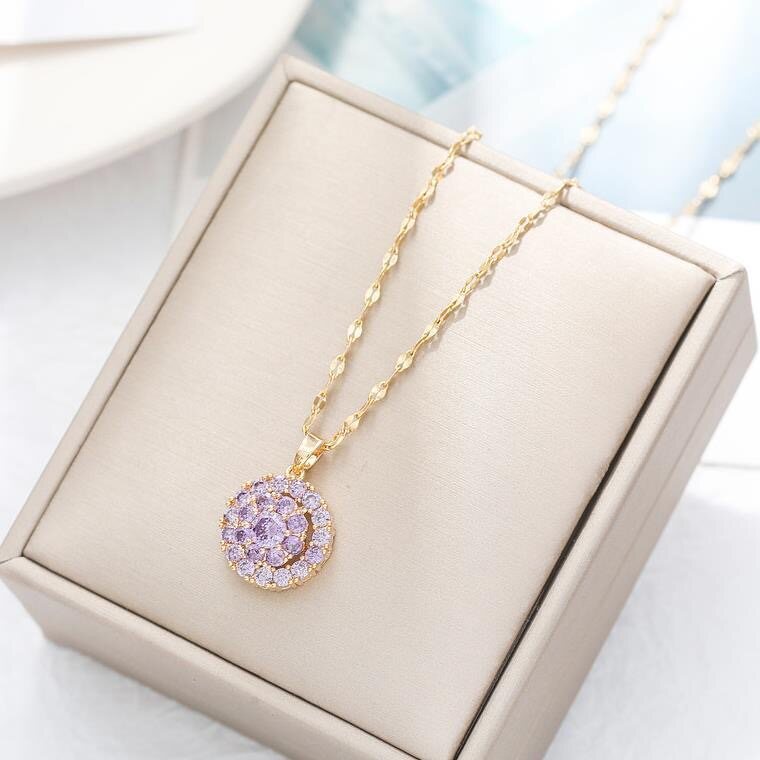 Yuki's 18K Gold Necklace White Diamond Pendants for Women Bijoux Femme Collares Joyas Natural Pierscionki Bizuteria Gemstone Pendant necklace for women