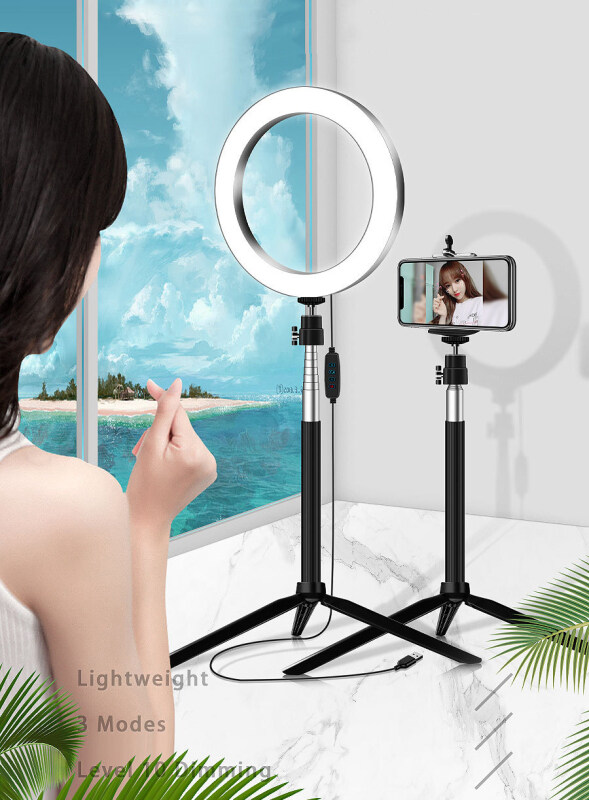 Guze (Trong Kho) LED Studio Đèn Vòng Tròn Ảnh Video Đèn Điều Chỉnh Độ Sáng Chân Đèn Camera Chụp Ảnh Tự Sướng Điện Thoại