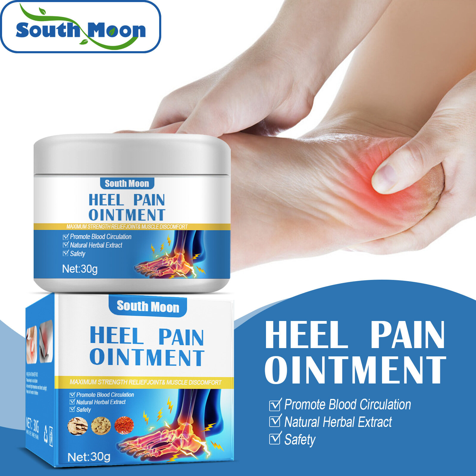 South Moon Heel Pain Ointment Herbal Ointment Foot Heel Pain Cream 