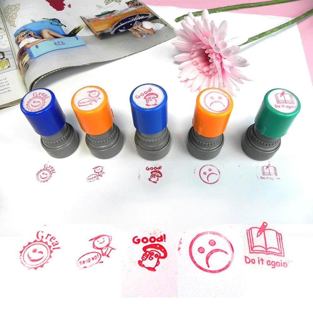 5pcs Teacher Stamps for School,Self-Inking Rubber Stamps School Stamps for Kids Education Teachers Review School Prizes
