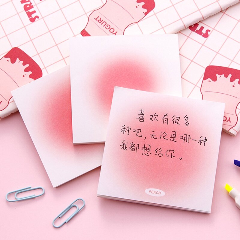50 Tờ Giấy Ghi Chú Dòng Màu Hồng Chuyển Sắc Giấy Ghi Nhớ Di Động Cho Học Sinh