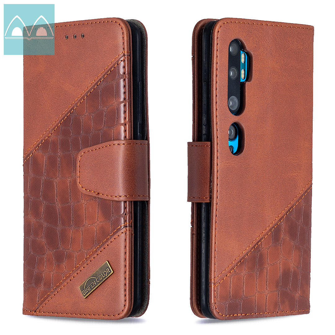Case For Xiaomi CC9 Pro/Mi Note 10/Mi Note 10 Pro Flip Wallet Cover Mixed Colors Crocodile Pattern PU Leather Stand Card Slots Magnetic Casing