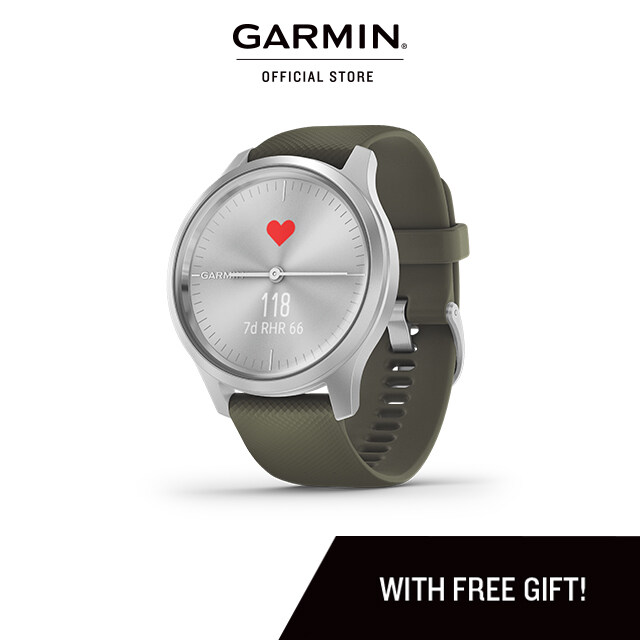 Garmin Vivomove Style - White with Rose Gold Hardware Moss Green with Silver Hardware Blush Pink Nylon with Light Gold Hardware & Black Pepper Nylon with Slate Hardware