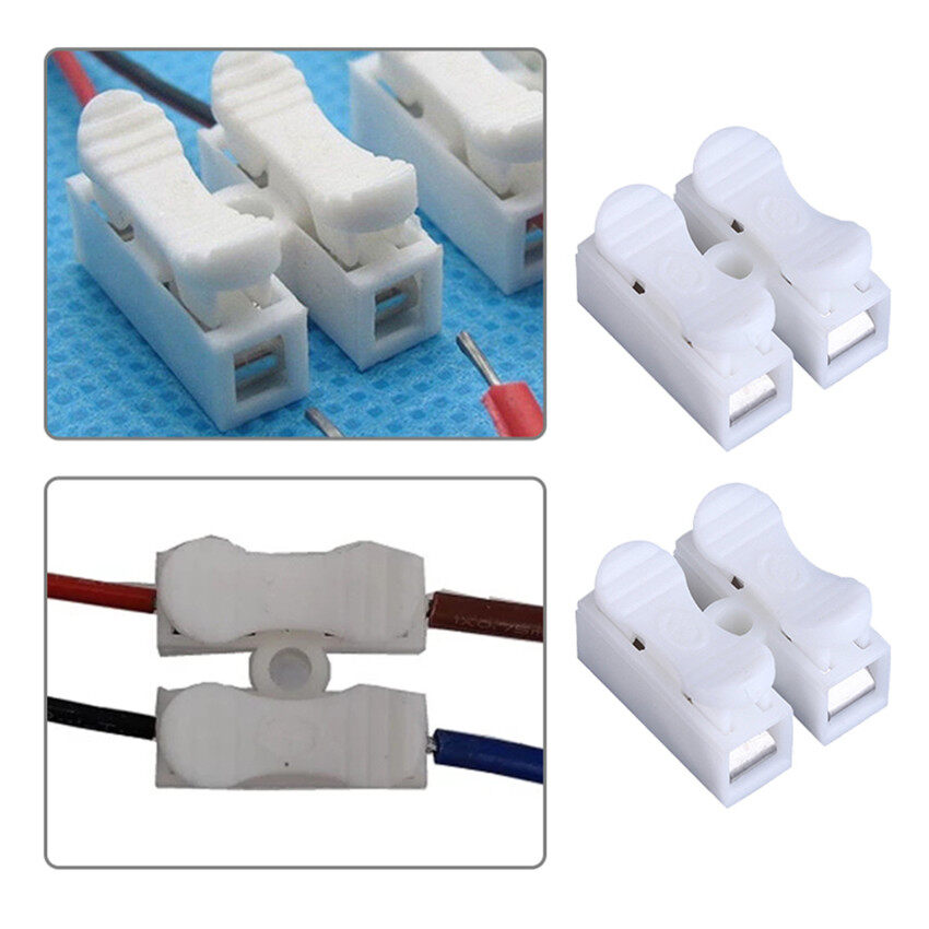 【100% Original】100PCS CH-2 Spring Wire Connectors Electrical Cable Clamp Terminal Block Connector LED Strip Light Wire Connecting