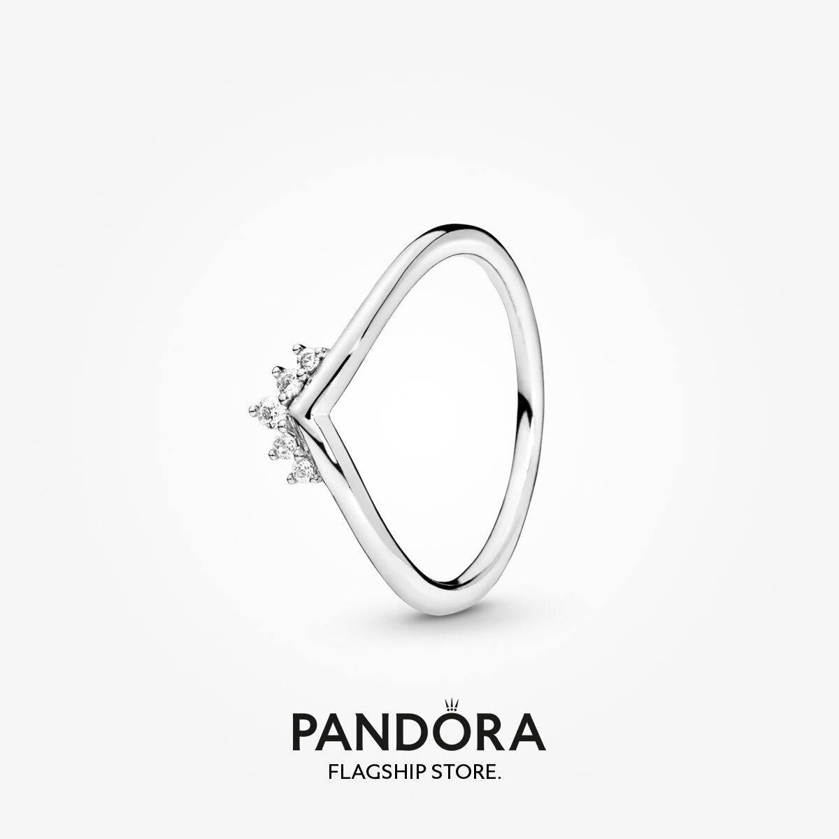 2021 Original Pandoras Tiara Wishbone Sterling Silver Ring With Clear 2021-original-pandoras-tiara-wishbone-sterling-silver-ring-with-clear