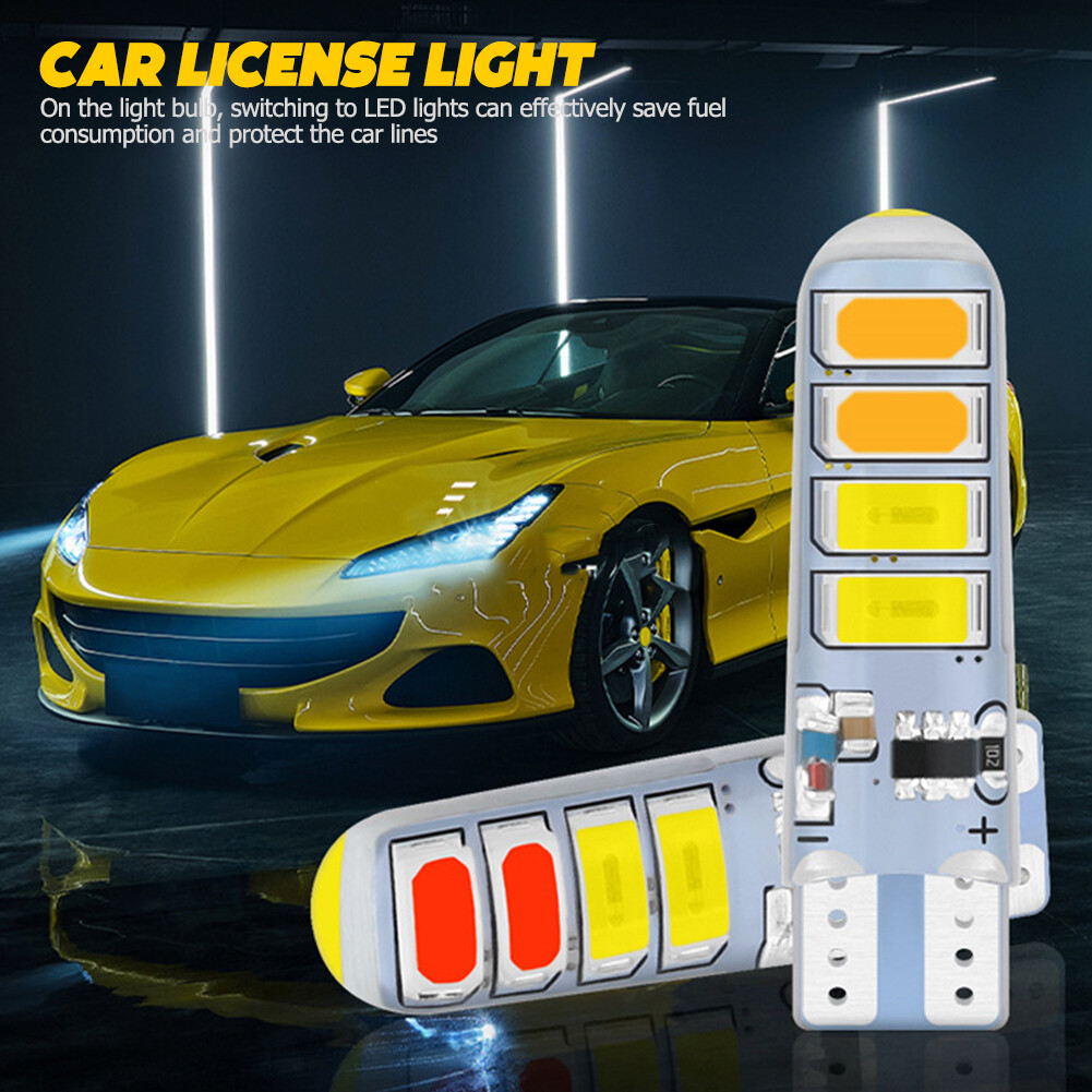 BC 2Pcs Car LED Lamp Dual Color T10 5630 8smd Flash Lamp T10 Silicone Lamp Bulb Accessories