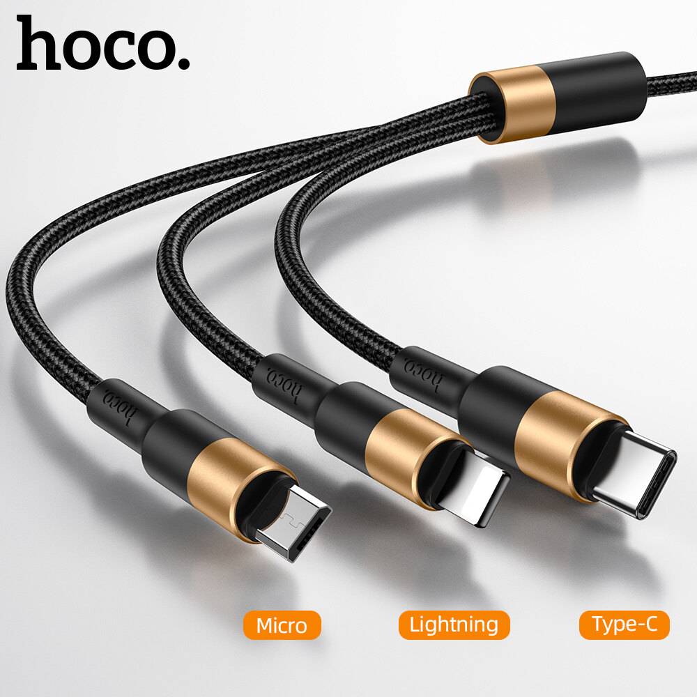Hoco X26 3 in 1 USB Fast Charge Cable for iPhone Samsung Xiaomi HUAWEI Vivo OPPO Micro USB Type C Charging Wire Charger Cord Cable