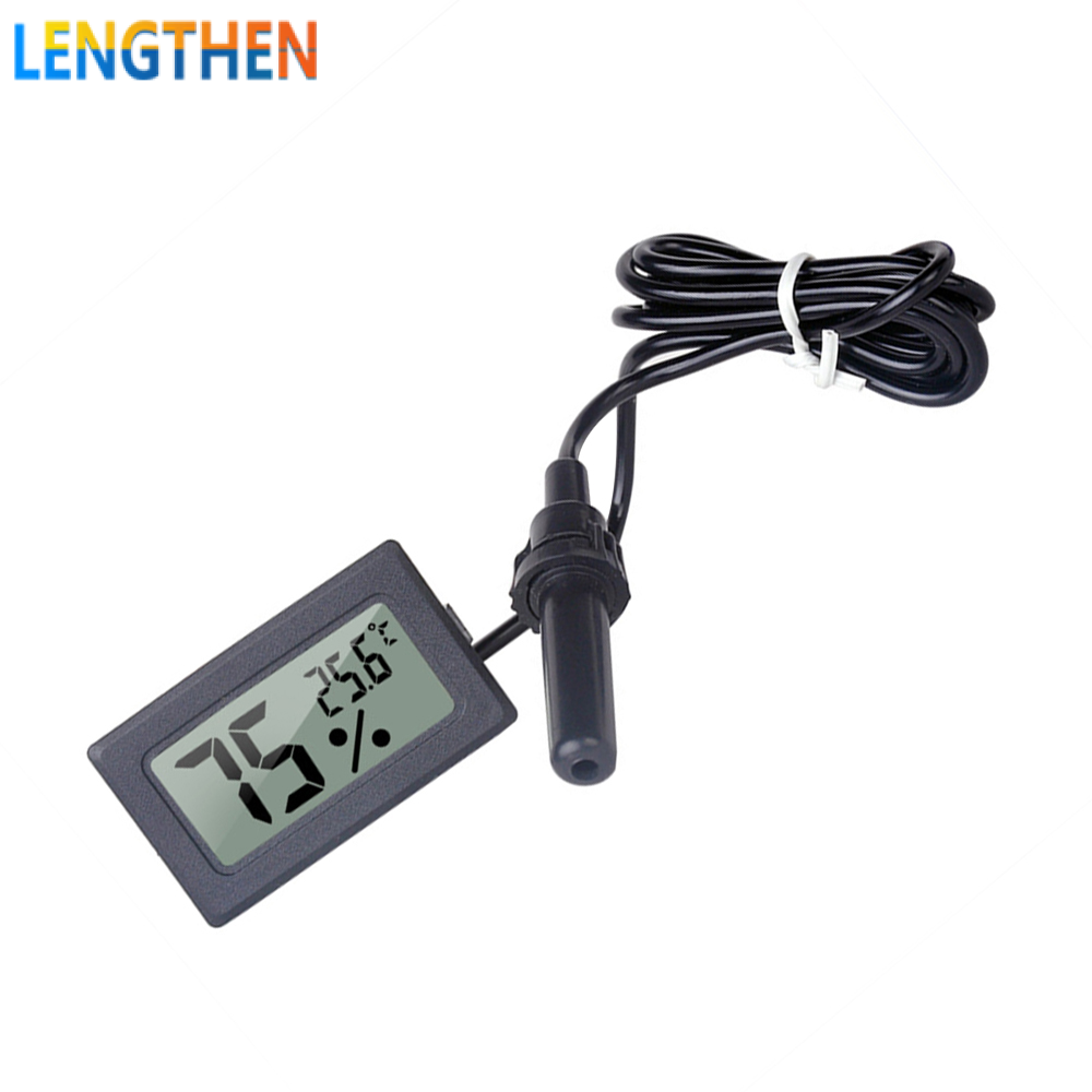 FocusAi FY-12 Embedded Electronic Hygrometer Mini Household Digital Hygrometer Thermometer Black Rectangular Thermometer Hygrometer Aquarium Temperature Humidity Meter with 1M Wire