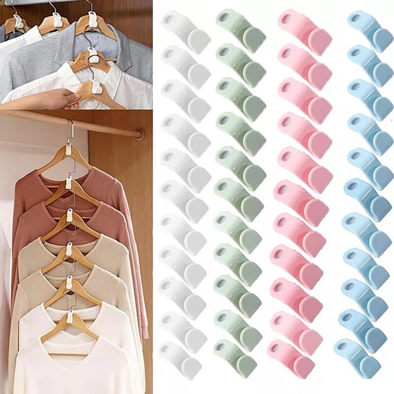 6PCS Mini Clothes Hanger Connector Hooks Cascading Plastic Wardrobe Coat Organizer Rack Holder Space Saving for Closet