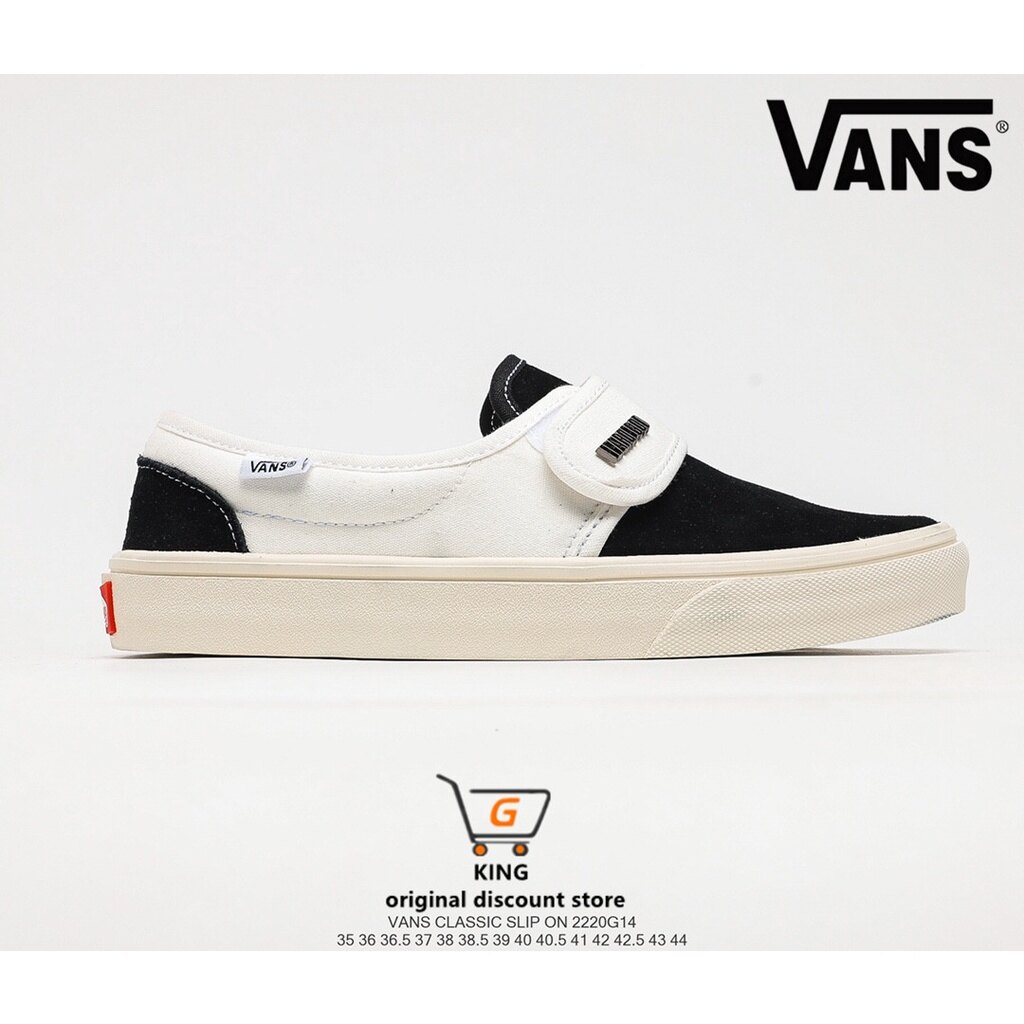 The new spot Vans Classic Slip-On Velcro one pedal lazy shoes men's and  women's skateboard shoes | Lazada