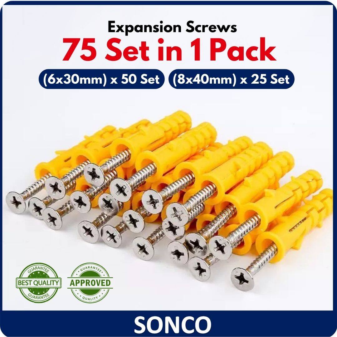 75 in 1 Set Ribbed Nylon Anchor Wall Plug PVC Wall Plug Expansion