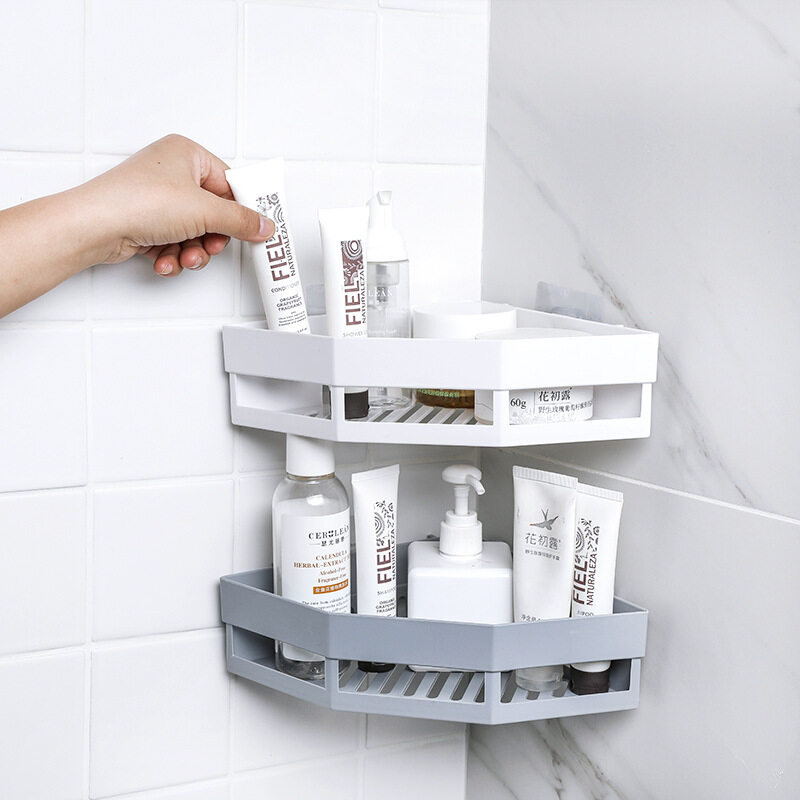 Adhesive No Drilling Corner Bathroom, How To Organize Open Shelves In Bathroom Without Drilling