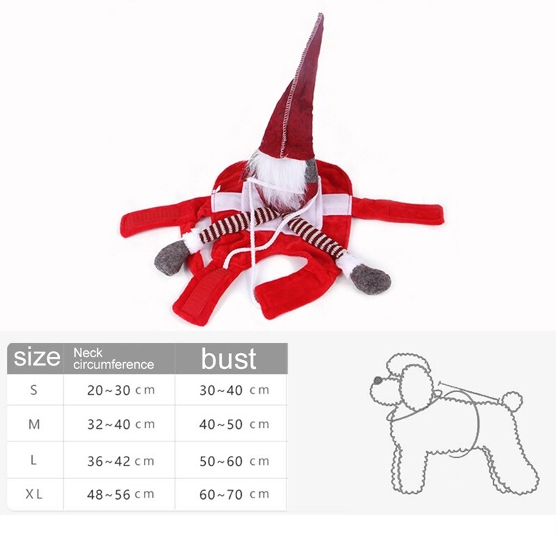 Ông già Noel caefeeje4 cưỡi ngựa và biến thành quần áo cho chó cưng