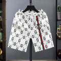 GUCCIㅡMen's summer web celebrity fashion ice silk popular logo slim beach five minute pants casual sports shorts male