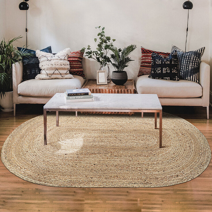 Yoga Round Floor Mat Straw Weaving Design Bedroom Carpet Living Room Area Rugs 
