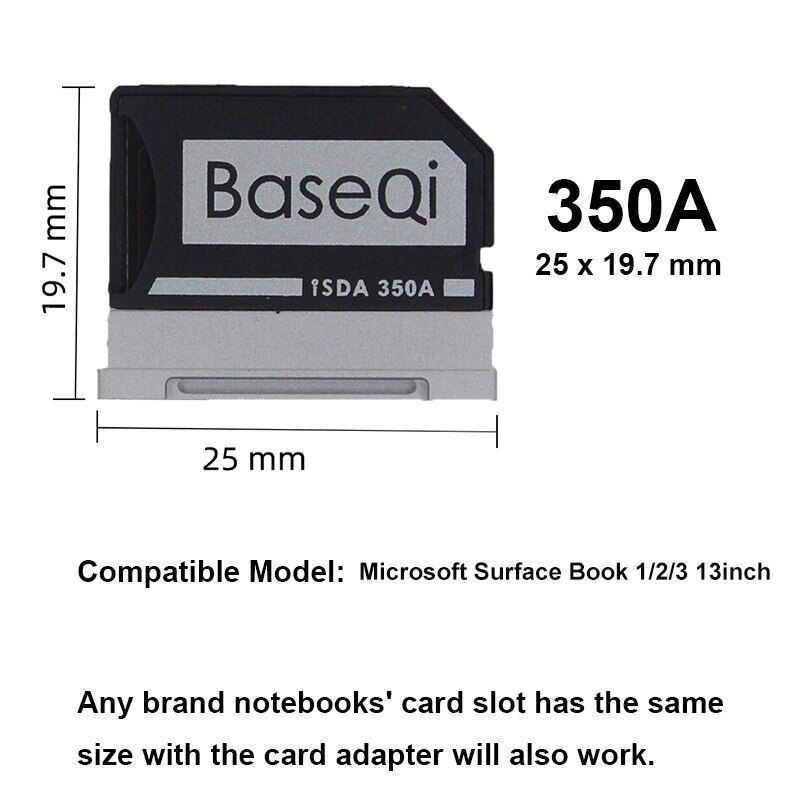 Baseqi For Microsoft Surface Book 1/2/3 13.5Inch Card Reader 350A Minidrive Microsd Adapter