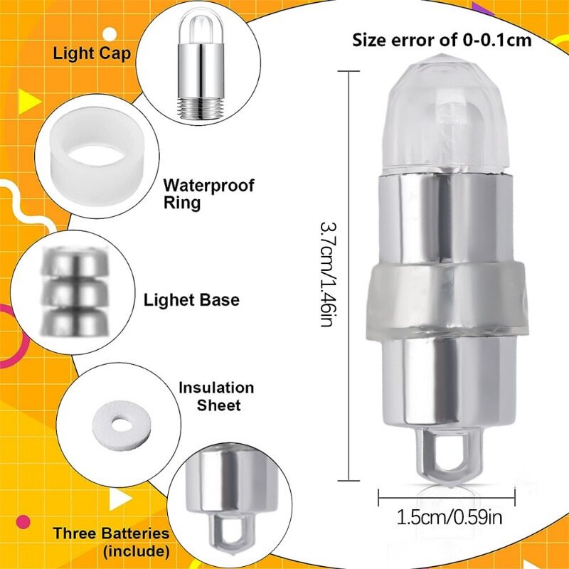 1/2Pcs Waterproof Warm White LED Balloon Lamp Party Mini Paper Lantern Threaded LED Wick