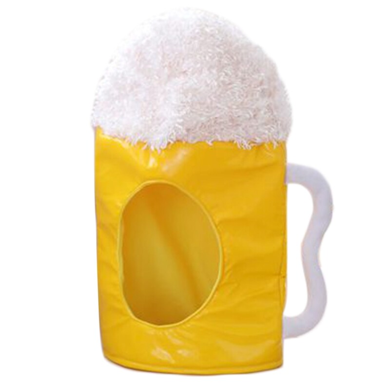 Creative Japanese Funny Rice Cup Yellow Beer Plush Hat Toy Cartoon Full Headgear Cap Cosplay Costume Party Photo Props