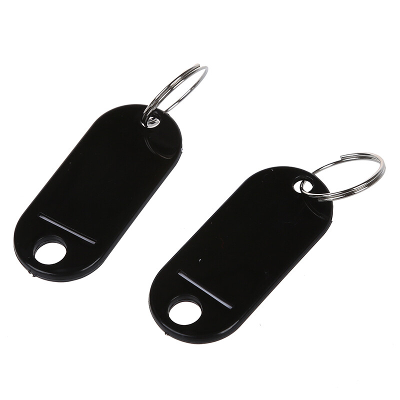 20 Pcs Key ID Label Tags Split Ring Keyring Keychain Black
