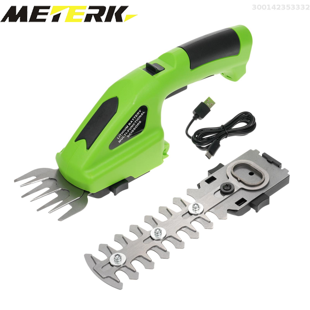 Meterk Cordless Hedge Trimmer, 2-in-1 Handheld Hedge Trimmer, 7.2V Electric Grass Trimmer with USB Charging Cable, Lightweight & Portable Grass Shear for Garden Yard Lawn