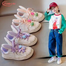 IP Giày Thể Thao Cho Bé Gái Giày Thường Ngày Phong Cách Hàn Quốc Baby Mặt Treo Hoạt Hình Đế Mềm Chống Trượt Giày Trắng
