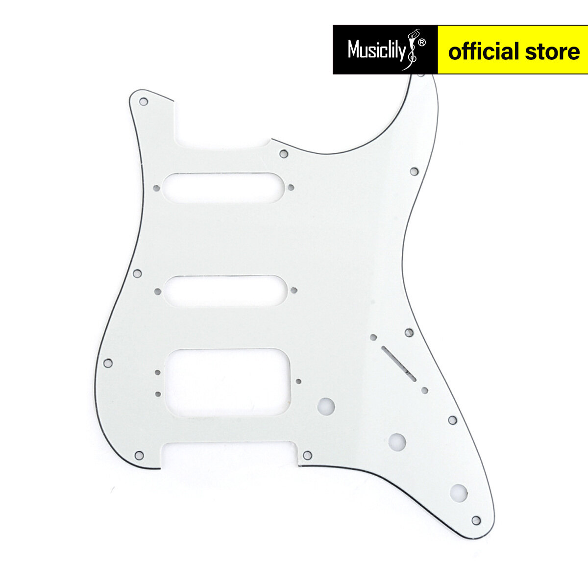 Musiclily Pro 11-Hole Round Corner HSS Guitar Strat Pickguard for USA/Mexican Stratocaster 3-screw Humbucking Mounting Open Pickup