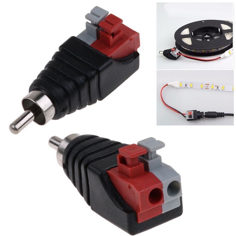 Speaker Wire A/V Cable to Audio Male RCA Connector Adapter Jack Press Plug