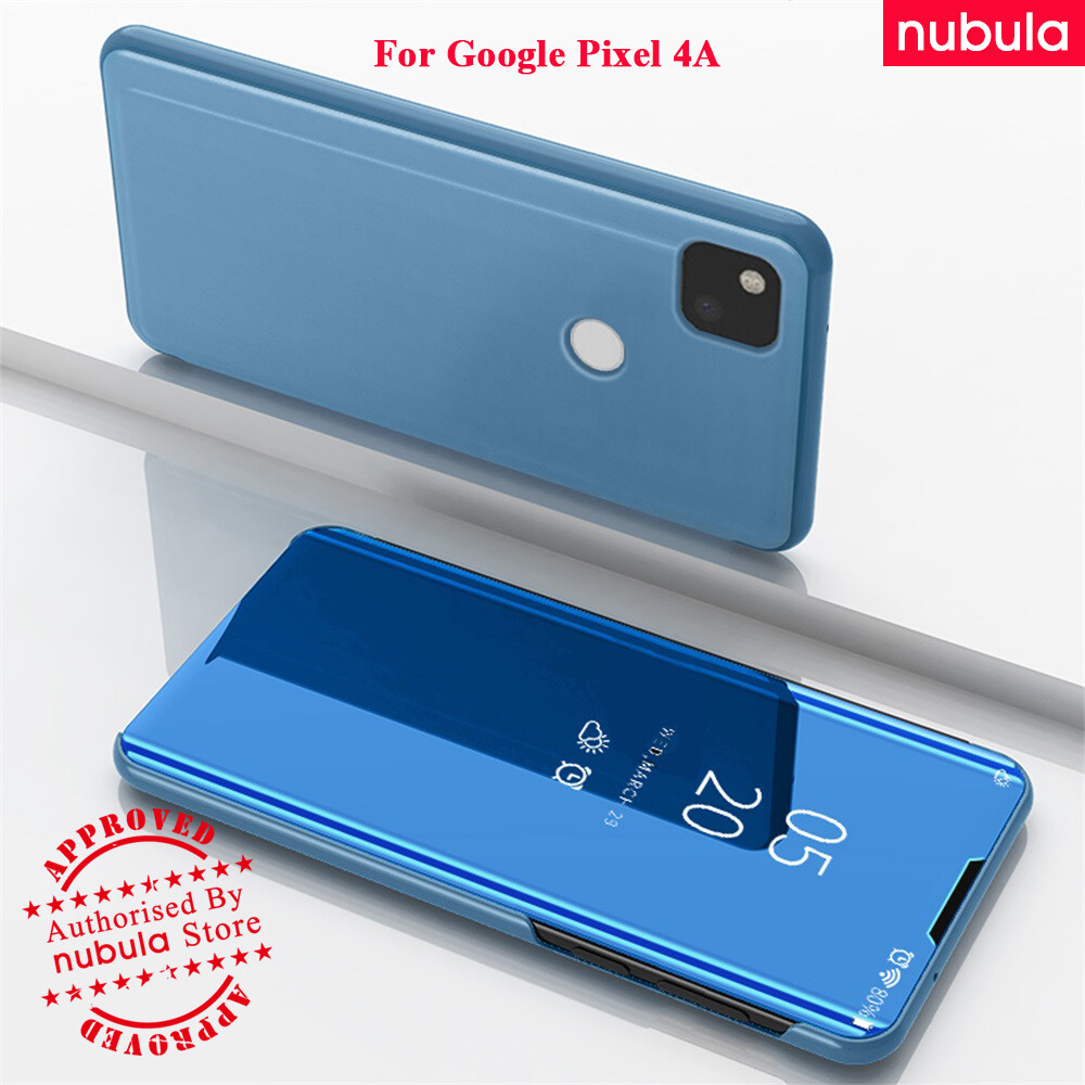 NUBULA สำหรับ Google Pixel 4A เคสพลิก Luxury Mirror Clamshell กรณี Hard Flip Clear View เคสแบบพับปิดได้สำหรับ Google Pixel 4A สี สีฟ้า สี สีฟ้ารูปแบบรุ่นที่ีรองรับ Google Pixel 4A