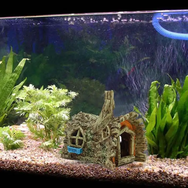 Fish Tank Decor Elf Tree House Aquarium Ornament Hiding Cave Betta