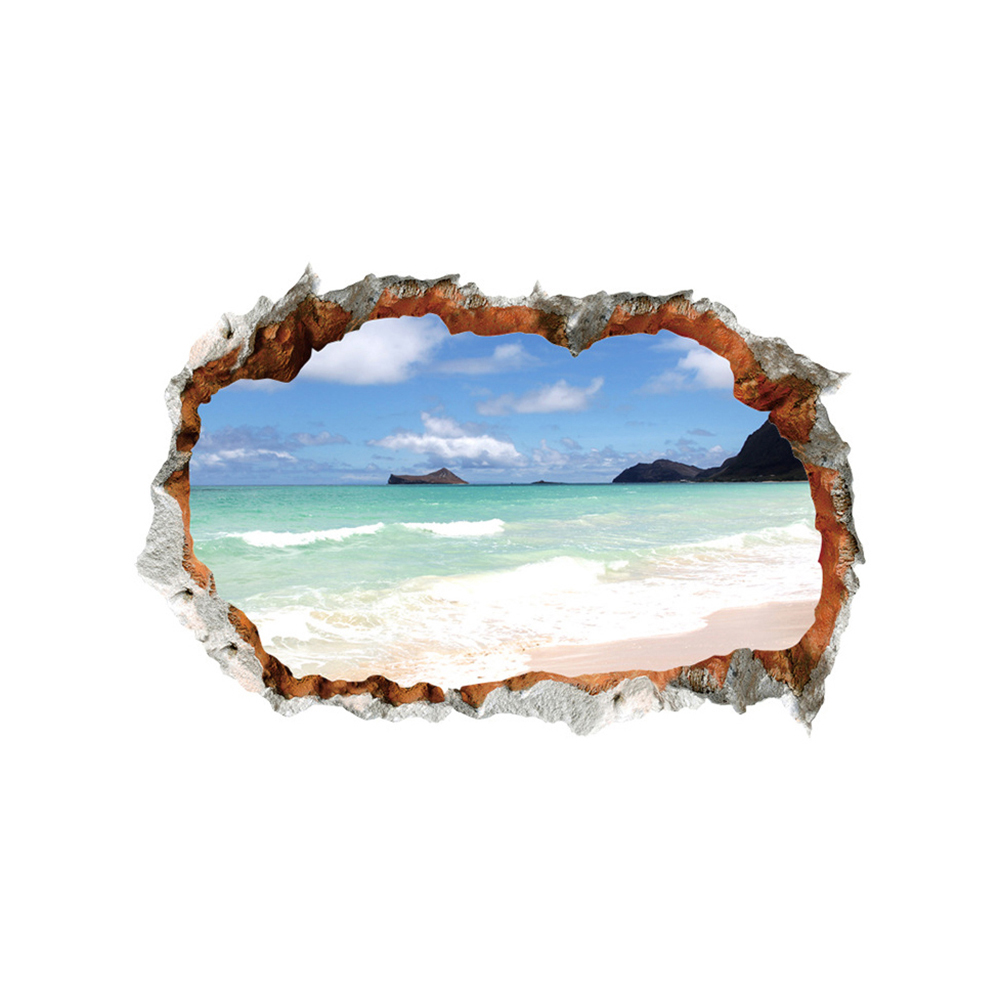 Miếng dán 3D trang trí tường in hình kiểu biển - intl