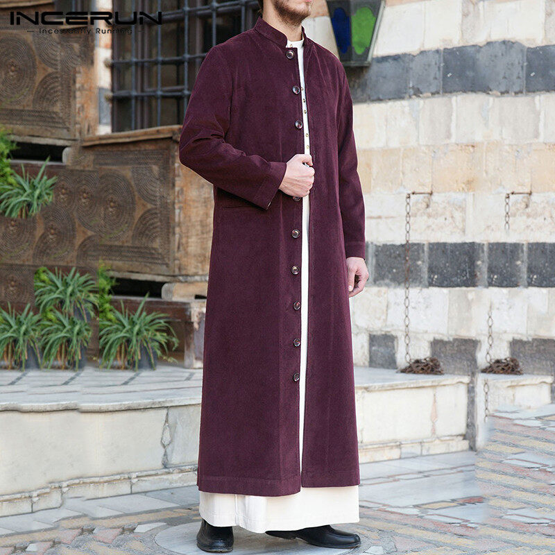 Perfectly INCERUNมุสลิมเสื้อแขนยาวผู้ชายCasual Kaftanเสื้อJubba Caftanเสื้อOutwear