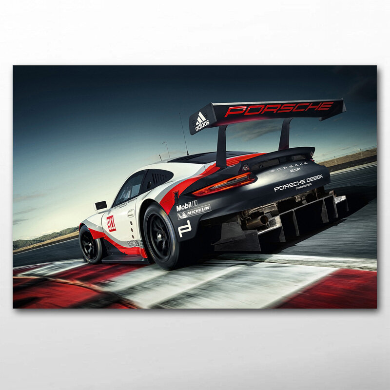 Canvas Posters and Prints Porsches Rsr Race Car Supercar Painting Wall Art For Living Room Decor