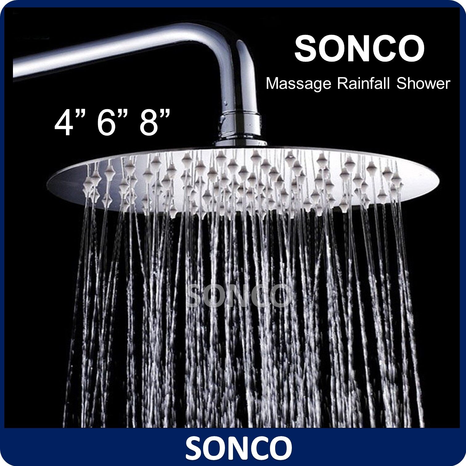 Stainless Steel Rainfall Shower Head 360 Degree Showerhead Square Round