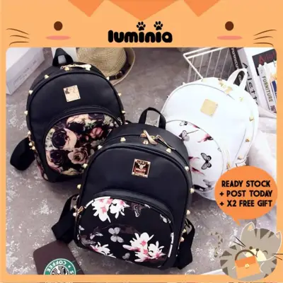 READY STOCK LUMINIA MALAYSIA - Backpack Floral Shoulder Bagpack Bag Pack Beg Travel School