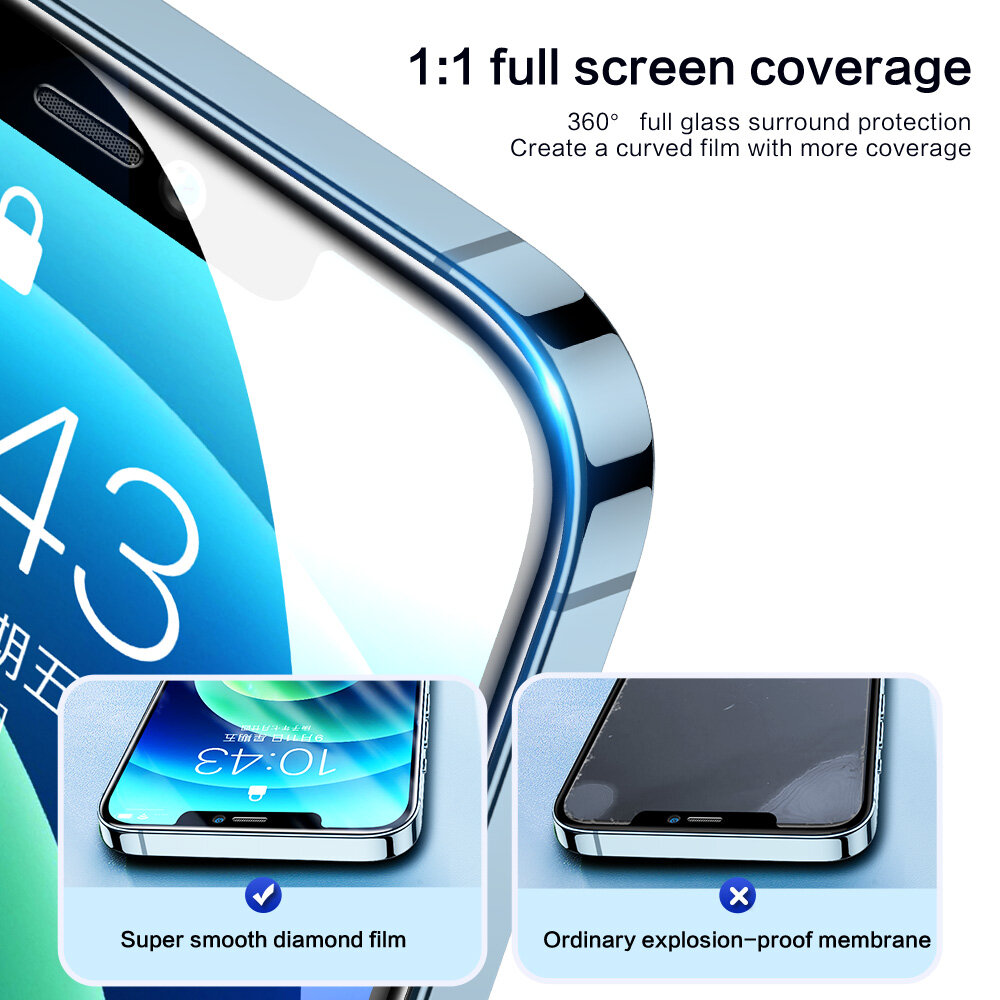 SmartDevil Super smooth Diamonds Screen Protector For iPhone 15 Pro max iPhone 15 Pro iPhone 13 Pro max 14 Pro max 14 plus 12 Pro max 11 Pro max XsMax XR X XS iPhone 16e Full screen full coverage Tempered Glass Film anti-fingerprint explosion-proof