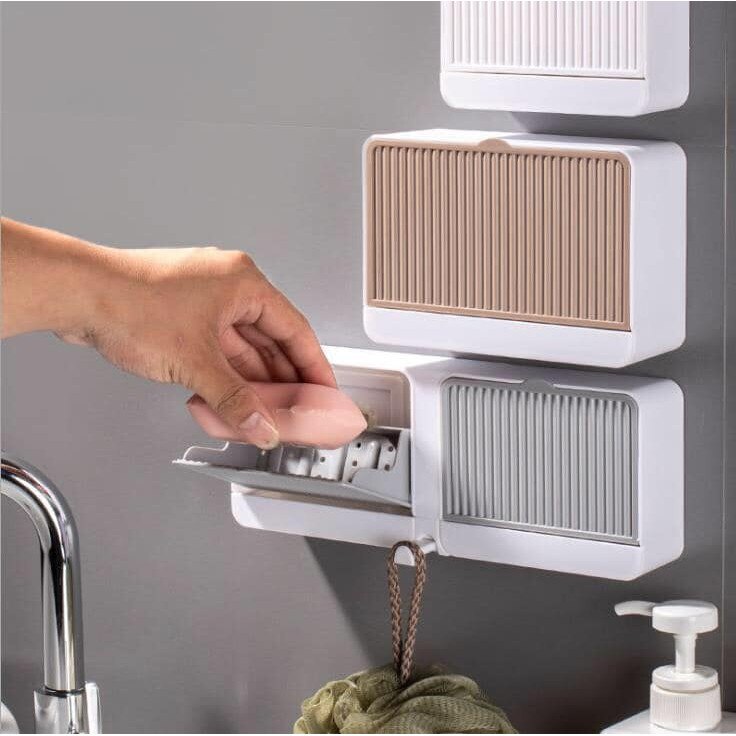 Soap Dish draining double compartment soap holder punch-free soap box