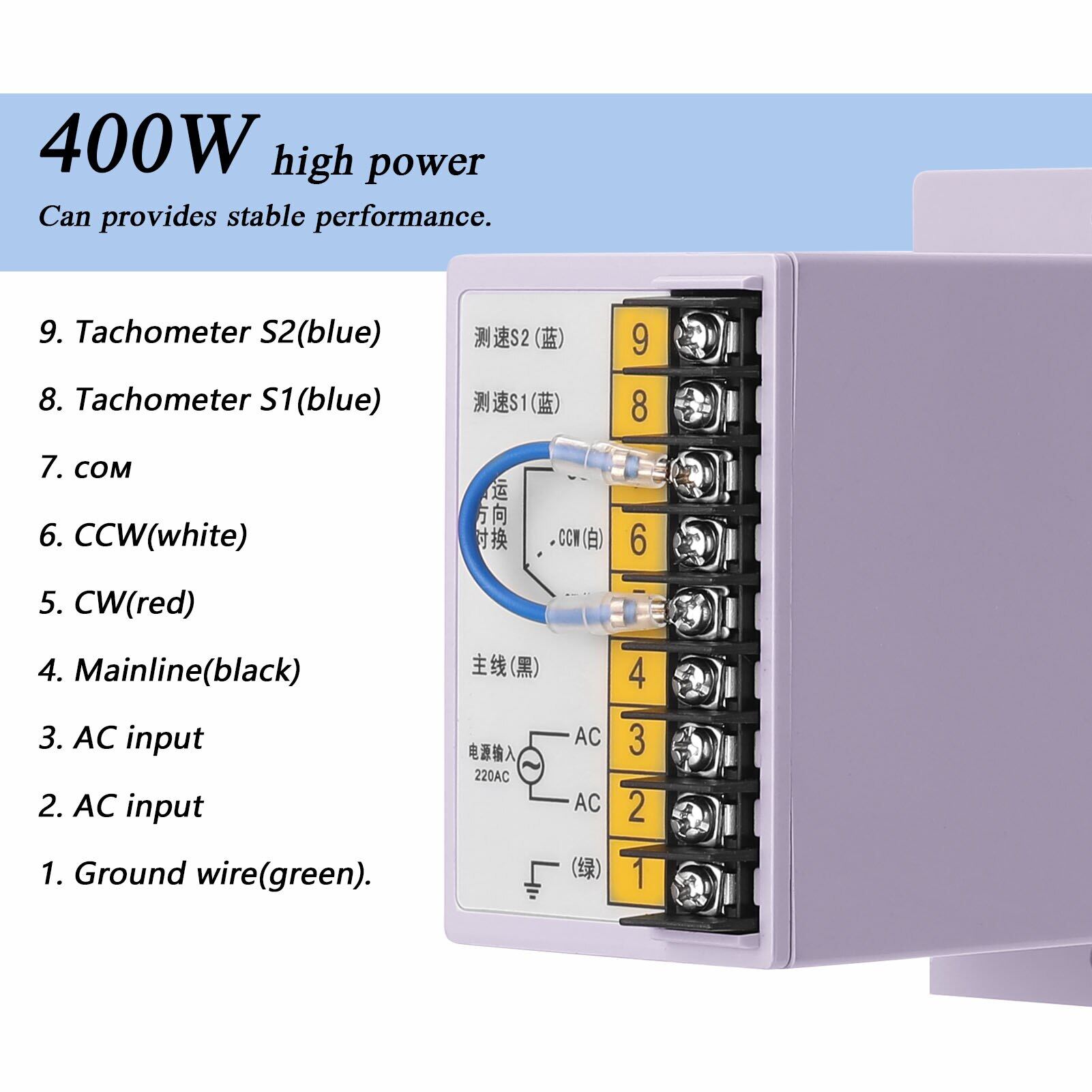 400W AC220V ABS Speed Controller Motor Speeds Pinpoint Regulator Control Device With Indicator Light Forward And Backward Motor