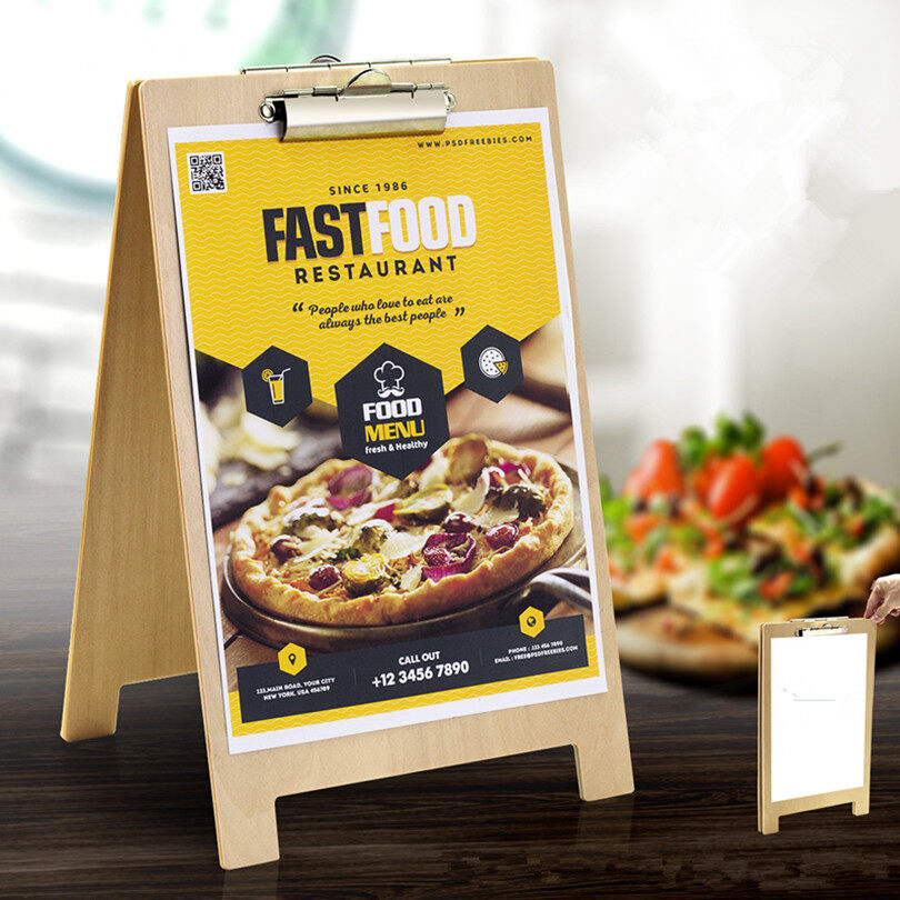 A5 Double Side Durable Wooden Clip Boards Wooden Clipboard Menu Board Paper Document Holders For Restaurant