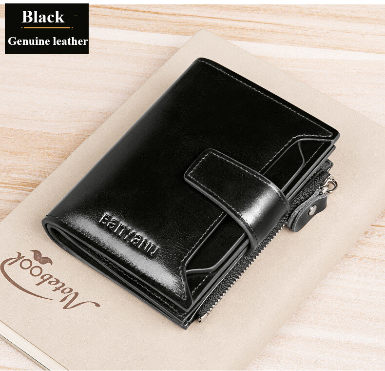 Wallet Men's Oil Real Cowskin Short Male Purse Wax RFID Anti-theft Short Wallets Bifold Purses Coin Purse Genuine Leather bag for women Card Holder Business Trifold bag Leather Card Wallet gift bag for men women