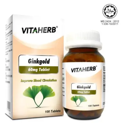 Vitaherb Ginkgold 60mg Tablet 100's (Ginkgo Biloba, Improves Blood Circulation)