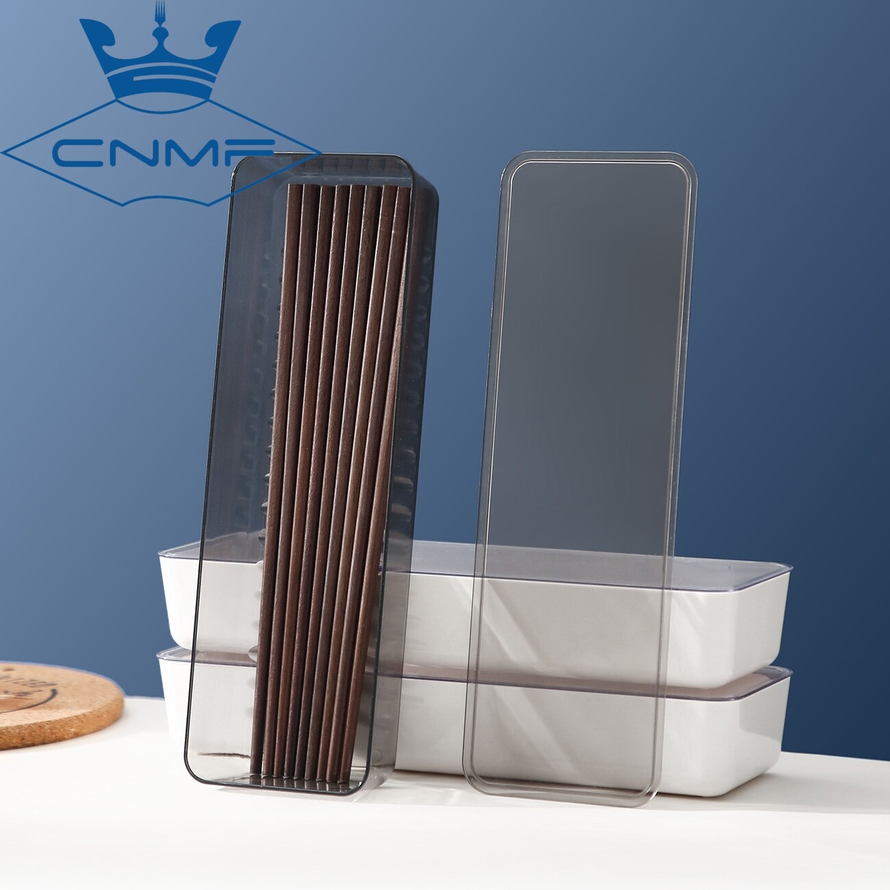 CNMF Rectangular Chopsticks Box with Cover Spoon Storage Rack Kitchen Dustproof Flatware Storage Box