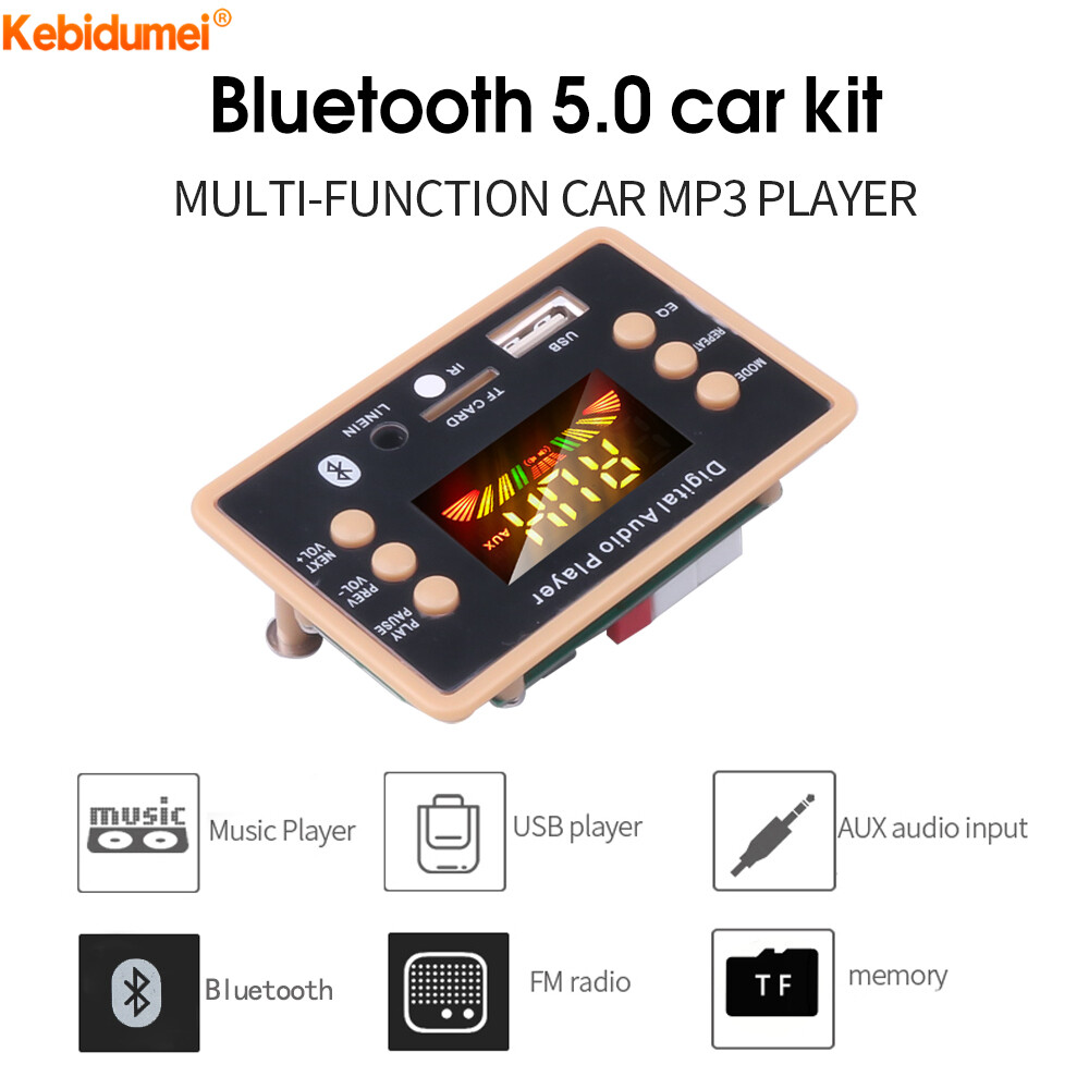Kebidumei Mô-đun Giải Mã Bảng Mạch MP3 Bluetooth 5.0 Máy Phát MP3 Xe Hơi 5V 12V Mô-đun Bảng Mạch Từ Xa USB FM Thẻ TF WAV WMA
