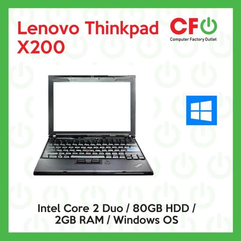 Lenovo Thinkpad X200 / Intel Core 2 Duo / 2GB RAM / 80GB HDD / Windows OS Laptop / 1 Month Warranty (Factory Refurbished) Malaysia