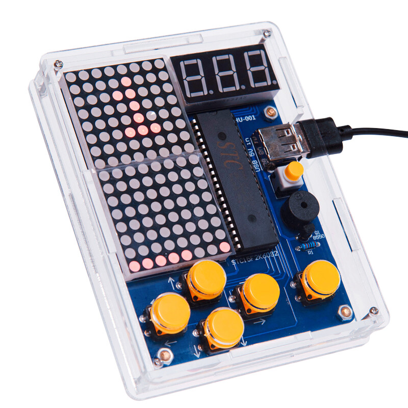 DIY Game Kit with Acrylic Case PCB Electronic Soldering Training Kit Support For Retro/Snake/Plane/Racing Games