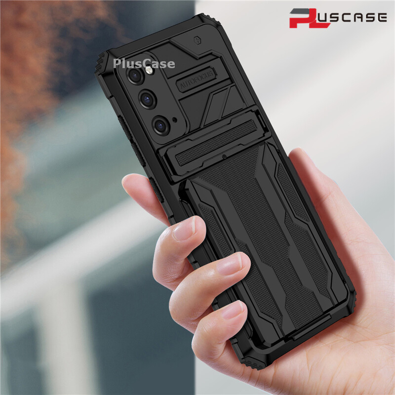 PlusCase for Samsung Galaxy S20 FE Case Card Slot Holder Lens Protect Casing Kickstand Shockproof Phone Back Cover