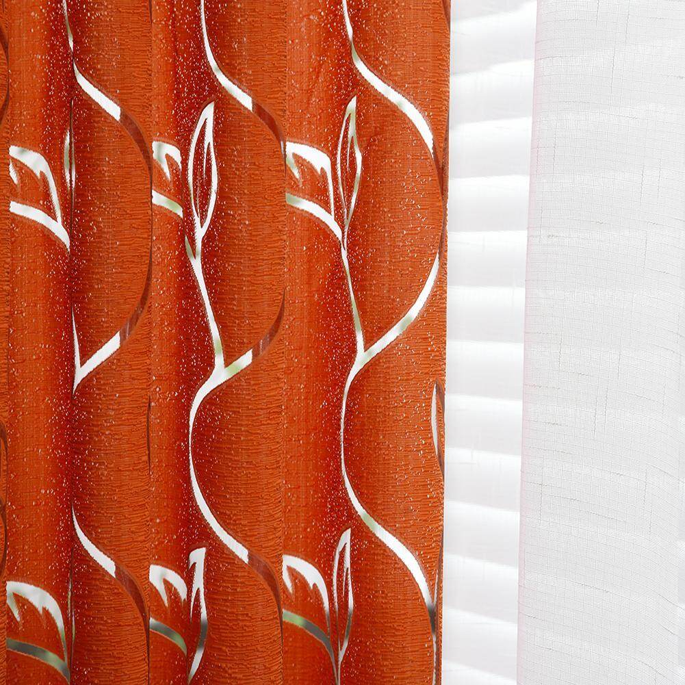 2m Semi Blackout Curtain Simple Vine Leaf Pattern Partition Window Decor