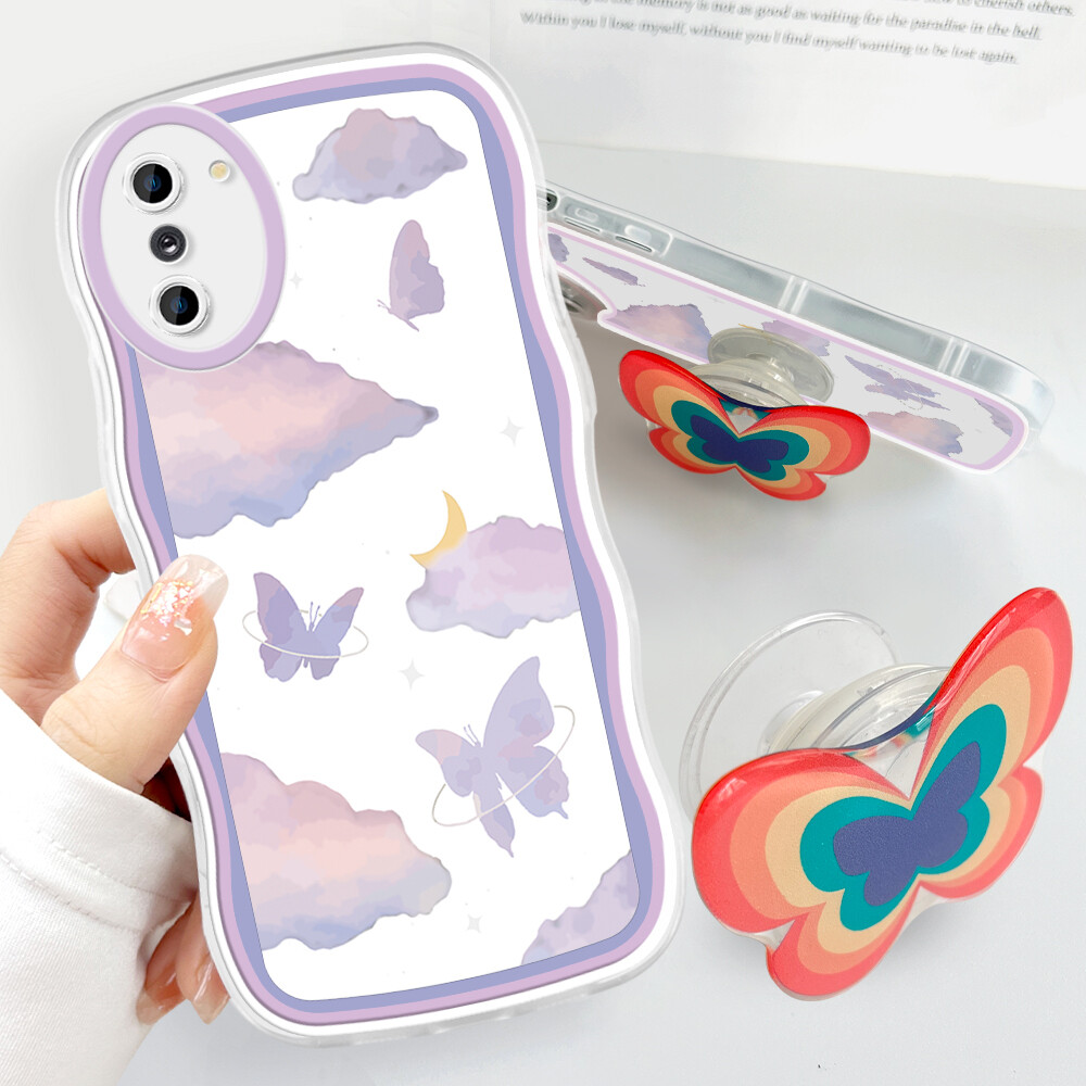 PMP Casing Case For Samsung Galaxy Note 10 Note 10 Plus Note 10 Plus 5G Note 20 Note 20 Ultra Fashion Soft Wavy Phone Case Beautiful Butterfly Cartoon Shockproof Cellphone Casing Full Cover Camera Protection